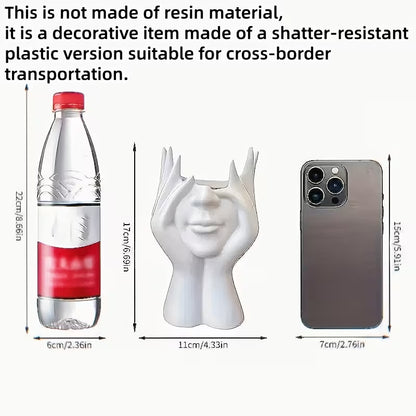 1 Creative Face Vase Pen Holder, Multifunctional Makeup Brush Organizer, Modern Minimalist Art Decorative Piece for Desktop Home Office Organization