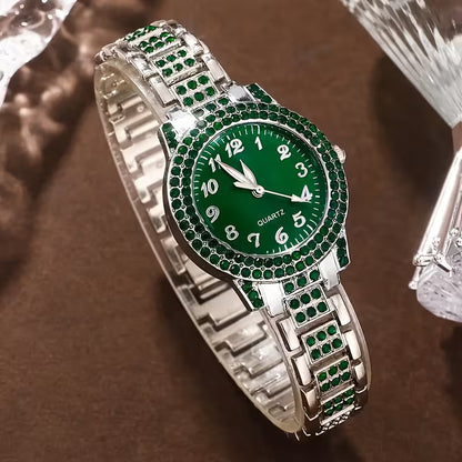 6 Women'S Outfit Sets: a Green Bezel Quartz Watch And Teardrop-Shaped Additions - Elegant Pieces for Everyday Use, Perfect As Gifts