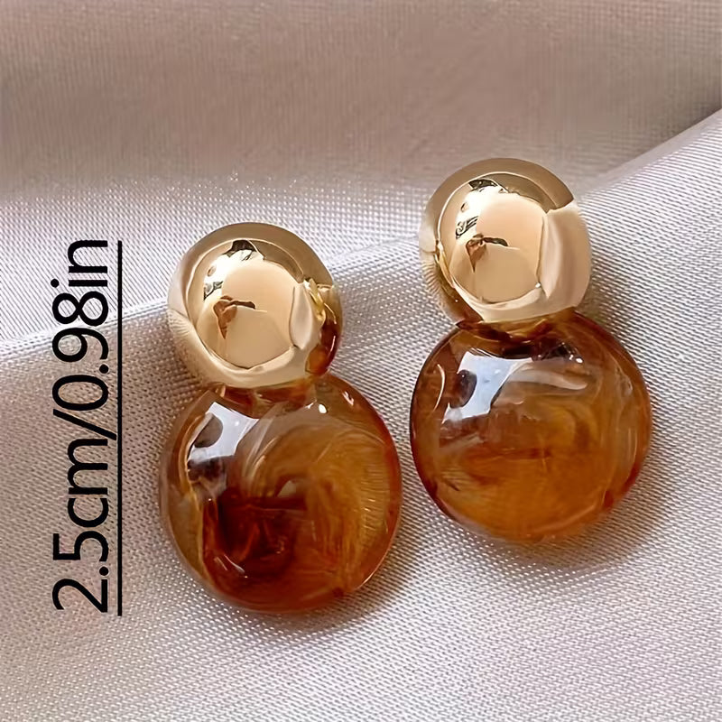 Two Trendy Bohemian Earrings! Featuring a Geometric Drop Design And Round Resin Texture, They Are Eye-Catching Party Additions That Can Be Effortlessly Matched in Any Season