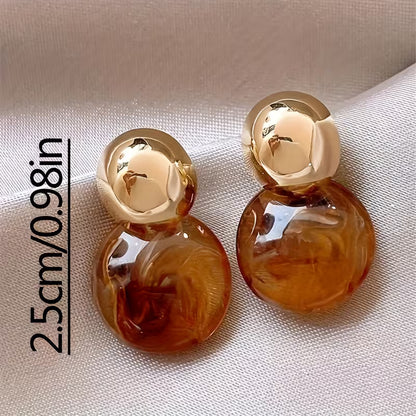 Two Trendy Bohemian Earrings! Featuring a Geometric Drop Design And Round Resin Texture, They Are Eye-Catching Party Additions That Can Be Effortlessly Matched in Any Season