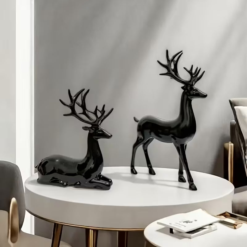 Modern Deer Statue - Elegant Plastic Tabletop Deer Figurine for /, Deer Antler Decor Suitable for Christmas, Easter, Thanksgiving - Collectible Gift for Home & Office ( Sculpture)