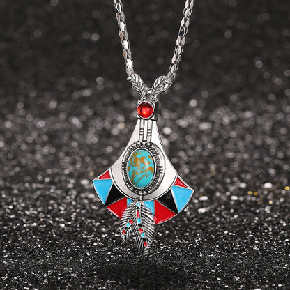 Womens Antique Silver Vintage Bohemian-Style Pendant Necklace