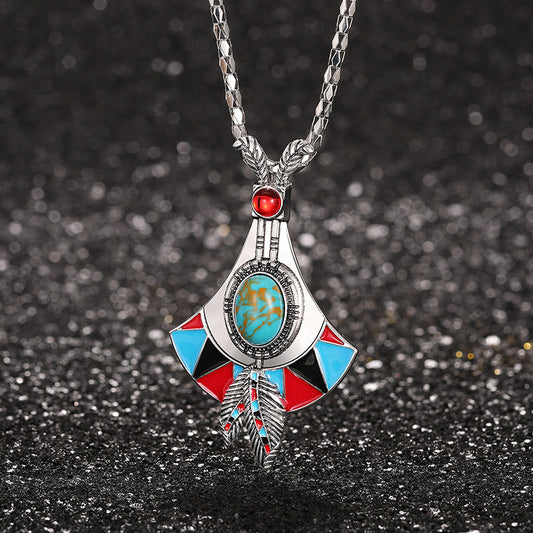 Womens Antique Silver Vintage Bohemian-Style Pendant Necklace