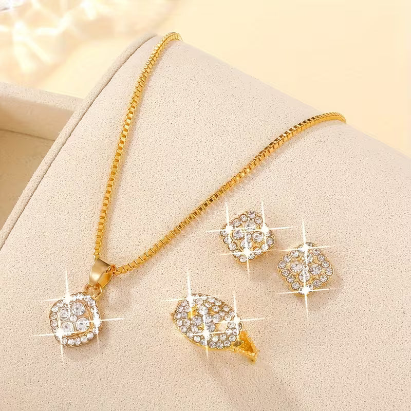 Set of 4 Women'S Trendy Square Jewelry