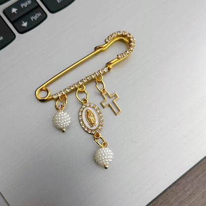 Retro Cross Faith Brooch Set With Rhinestones In European And American Style