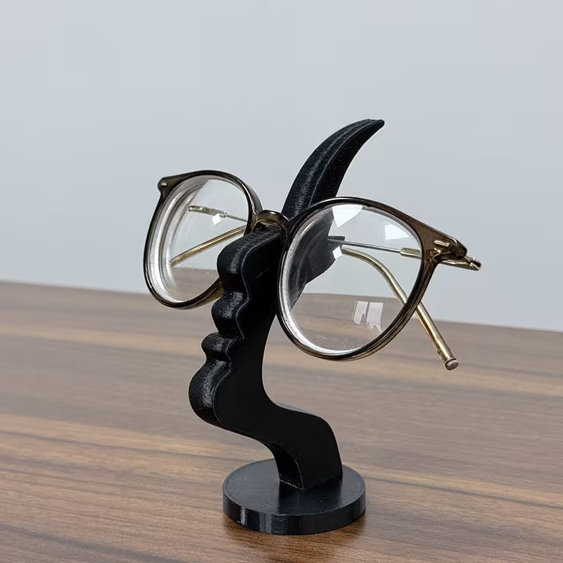 Side Profile Shaped Glasses Holder, Uniquely Curved Eyeglass Frame Stand, a Safe And Artistic Storage Solution That Enhances Desktop Or Nightstand Decor, Practical Minimalist Black Design, Holiday Gift, Christmas Present
