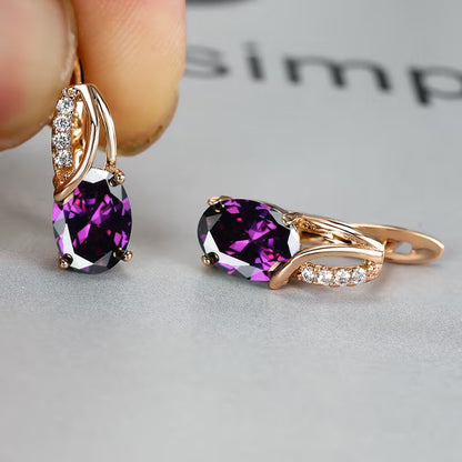 Elegant and fashionable oval cut Synthetic Zirconia, Synthetic Zirconia earrings, vintage Synthetic Zirconia earrings, bridal wedding jewelry gifts