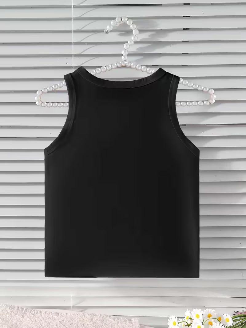 A Cute Tank Top Featuring a Leopard Print And Bow Design, with The Phrases 'Full of ' And 'Full of Vitality'. This Casual Sleeveless Top Is Designed for Everyday Wear, Made from Soft And Comfortable Knitted Fabric