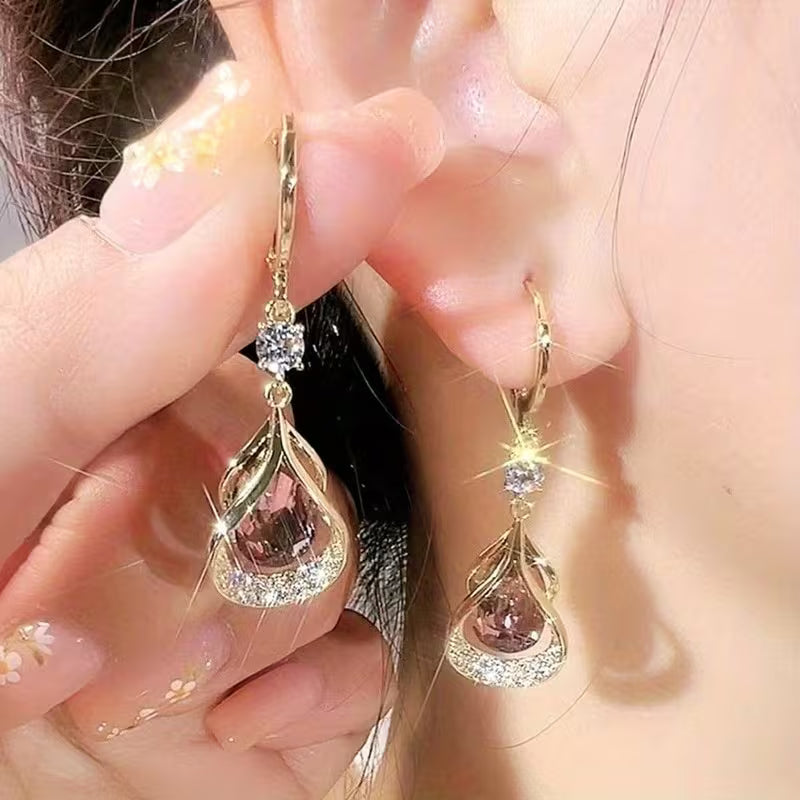 1 Set Elegant and Stylish New Cat's Eye Geometric Earrings & Necklace Drop Pendant Jewelry Set - Versatile, Delicate Gift for Valentine's Day, Weddings, or Parties, for Teenager
