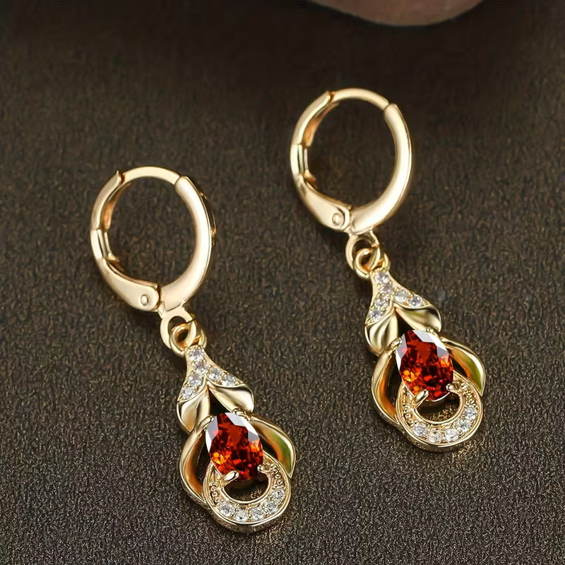 BAMOS Women's Elegant Bohemian Ethnic Statement Earrings - Large Teardrop Blue/Purple/Pink/Black/Green/Gray/White/Beige -like Luster, Dangle Hoops with Secure Hook Closure, Everyday & Valentine's Jewelry Gift for Parties, Year-Round Wear - Luxury