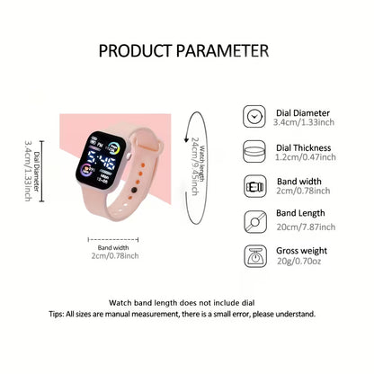 6-Piece Fashionable Pink Electronic Watch, Bracelet, Necklace, Earrings, and Ring Set for Teens - Perfect Birthday Gift for Friends, Girlfriend, or Boyfriend, Ideal for Travel, Graduation, Halloween, and Valentine's Day