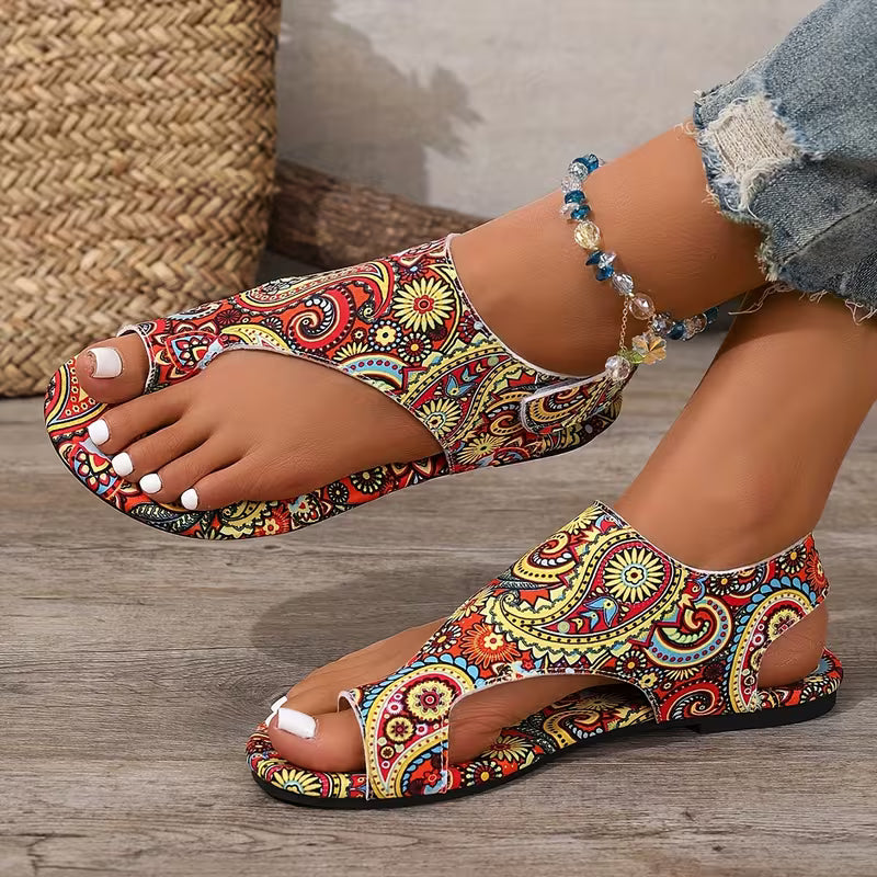 Bohemian Multicolor Comfortable Flat Large Size Summer Open-Toe Sandals