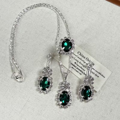4pcs Exquisite Versatile Fashion Jewelry Rhinestone Silvery Collarbone Chain Earrings Ring Set for Women's Daily and Festive Wear