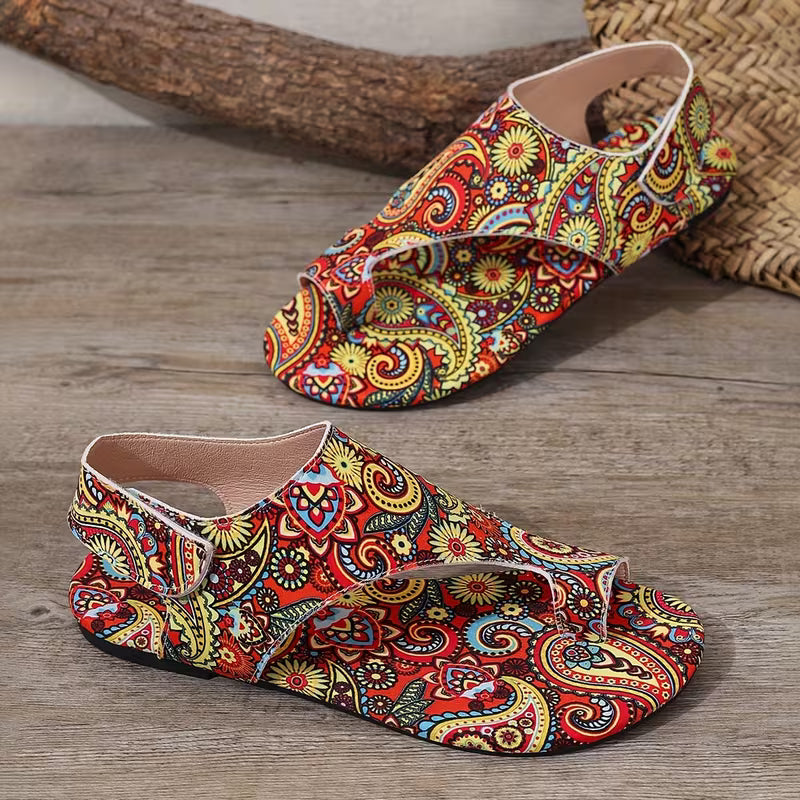 Bohemian Multicolor Comfortable Flat Large Size Summer Open-Toe Sandals