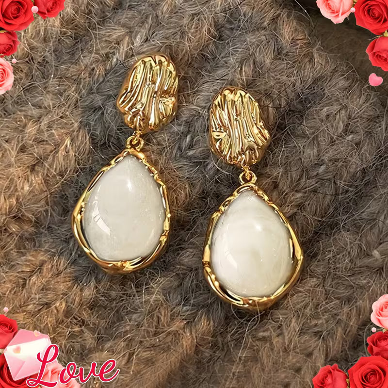 1 Pair of French-Style Vintage Gentle Personality Resin Inlaid Women's Daily Commute Date Fashion Earrings