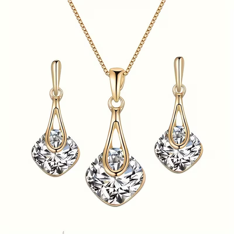A Necklace And a Pair of Earrings, a Personalized Mother'S Day Gift Set Featuring Square Glass Jewelry