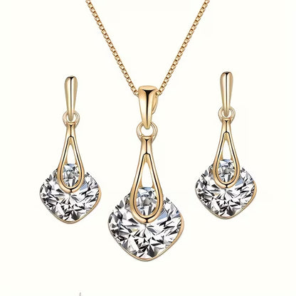 A Necklace And a Pair of Earrings, a Personalized Mother'S Day Gift Set Featuring Square Glass Jewelry
