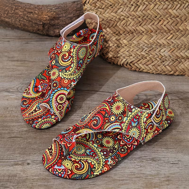 Bohemian Multicolor Comfortable Flat Large Size Summer Open-Toe Sandals