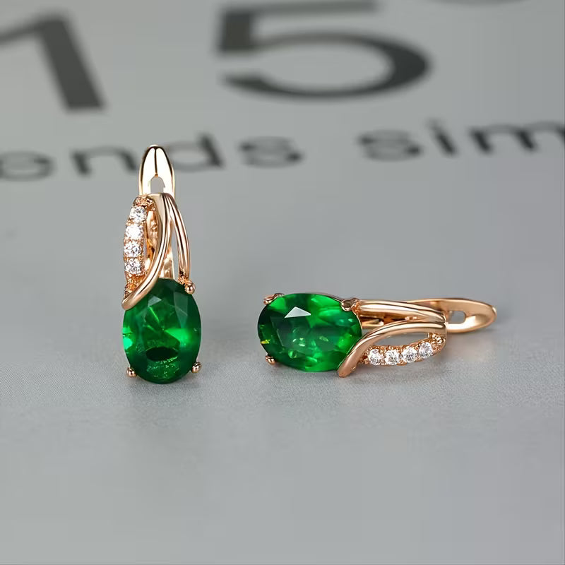 Elegant and fashionable oval cut Synthetic Zirconia, Synthetic Zirconia earrings, vintage Synthetic Zirconia earrings, bridal wedding jewelry gifts
