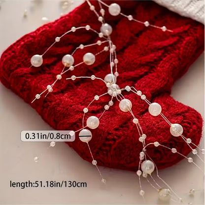 1pc 130cm/51.18in DIY Artificial Pearls Garland Fishing Line Pearls Flower Beads Chain Wedding Home Party Decorations Jewelry Accessory