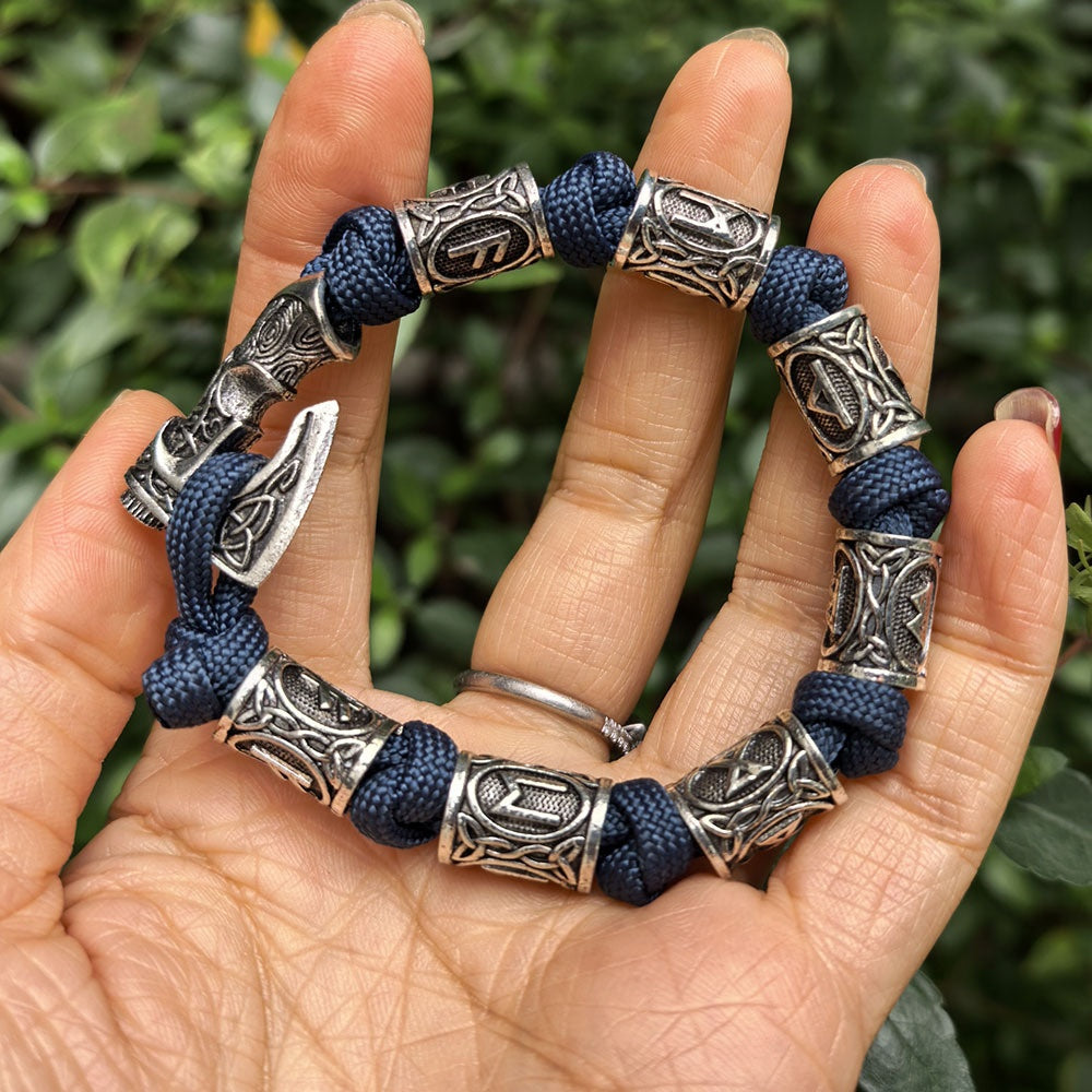 Handmade Paracord Viking Rune Bead Bracelet