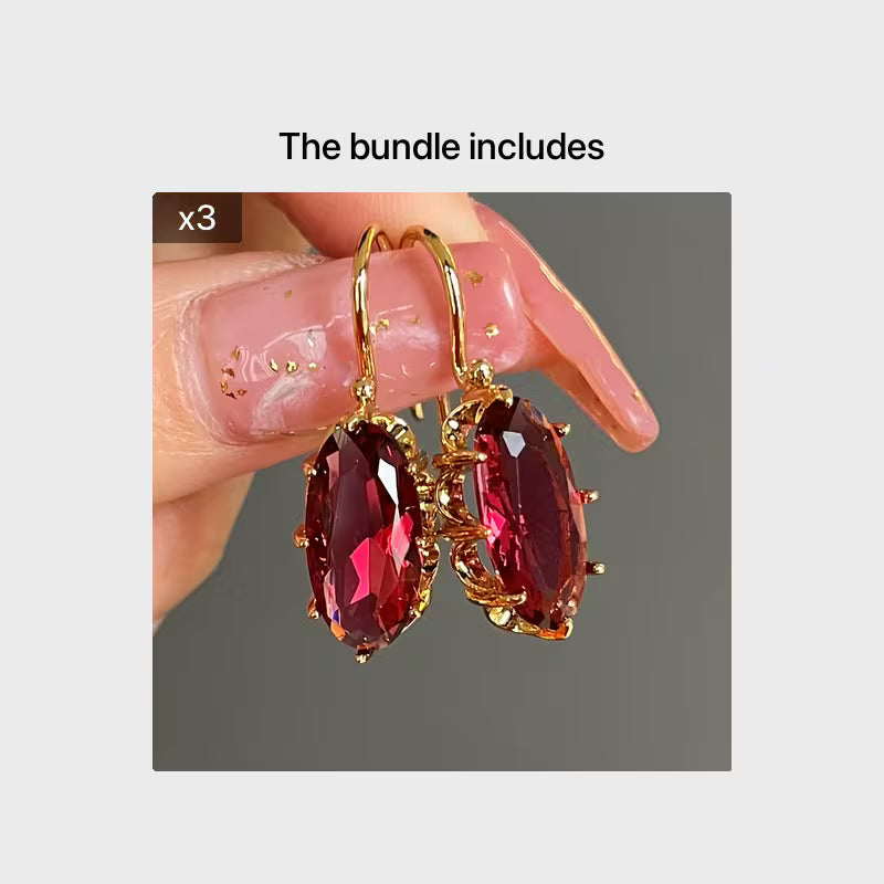 Fashion Bridal Wedding Hanging Earrings Claw Setting Oval Blue Earrings Women's Jewelry Gifts