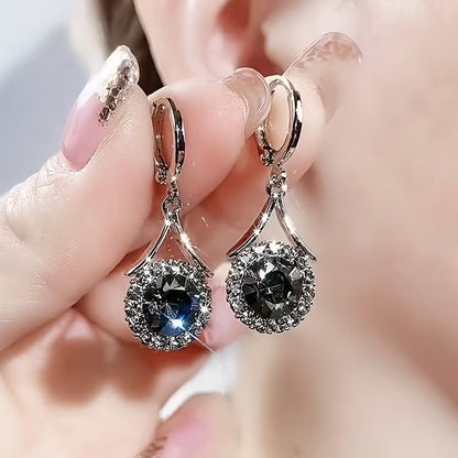 A Pair of Elegant Synthetic Zirconia Pendant Earrings Suitable for Weddings, Parties, And Everyday Wear