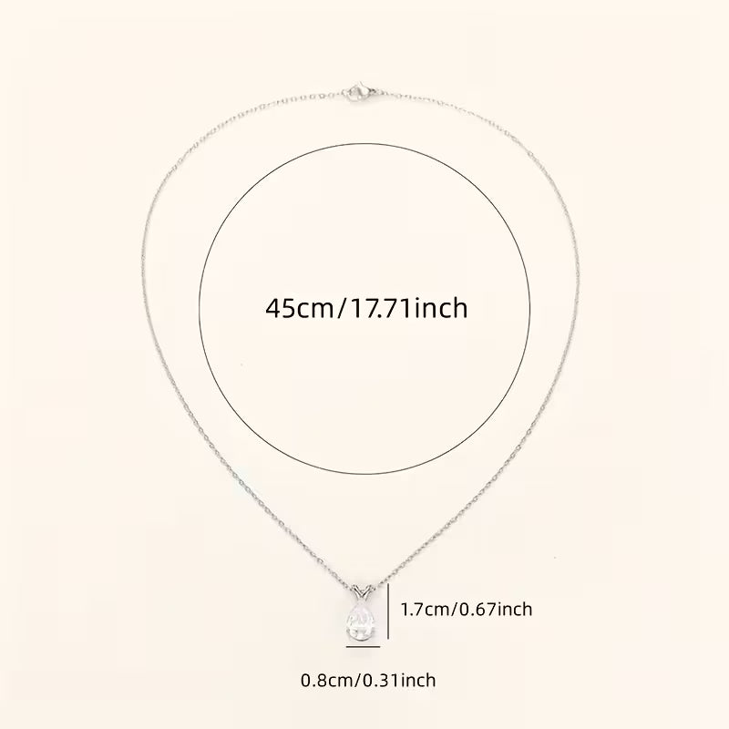 Teardrop-Shaped Zirconia Pendant Necklace for Women, Perfect for Wedding Proposals And Parties