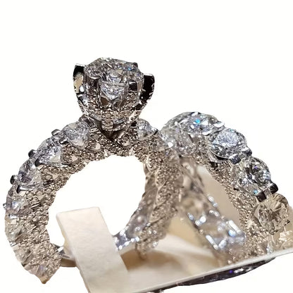 A Set of Full Rings, Fashionable Proposal and Engagement Rings, Daily Wear Party Gift, Alloy Jewelry with Minor Flaws Inevitable, for Teenager
