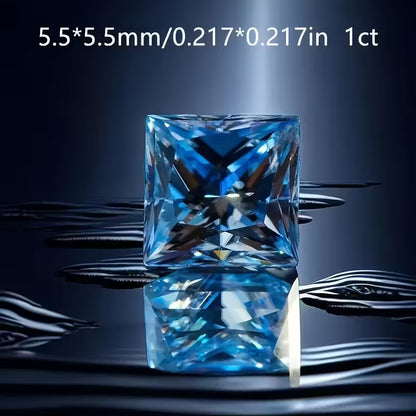 6pcs Sea Blue Princess Square Cut Loose Wedding Party Gift Necklace Pendant Ring Earrings Bracelet DIY Perfect Jewelry Making Set