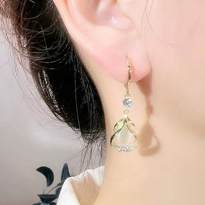 1 Set Elegant and Stylish New Cat's Eye Geometric Earrings & Necklace Drop Pendant Jewelry Set - Versatile, Delicate Gift for Valentine's Day, Weddings, or Parties, for Teenager