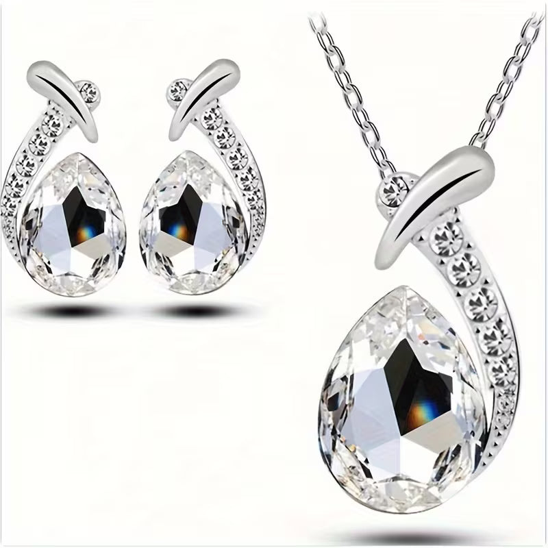 European And American Fashion Exquisite Mermaid Necklace Earrings Banquet Wedding Jewelry Set Temperament Necklace Earrings 2pcs Set Holiday Party Gift