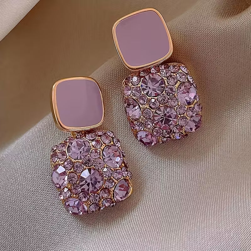 1 Pair of Elegant Women's Heart Square Pendant Earrings, Suitable for Summer, Beach, Party, Wedding, Daily Wear, Holiday, Valentine's Day, Mother's Day, Gift