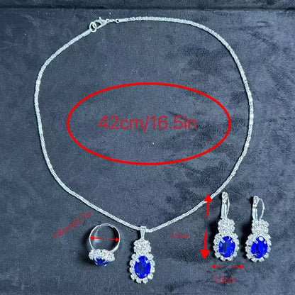 4pcs Exquisite Versatile Fashion Jewelry Rhinestone Silvery Collarbone Chain Earrings Ring Set for Women's Daily and Festive Wear