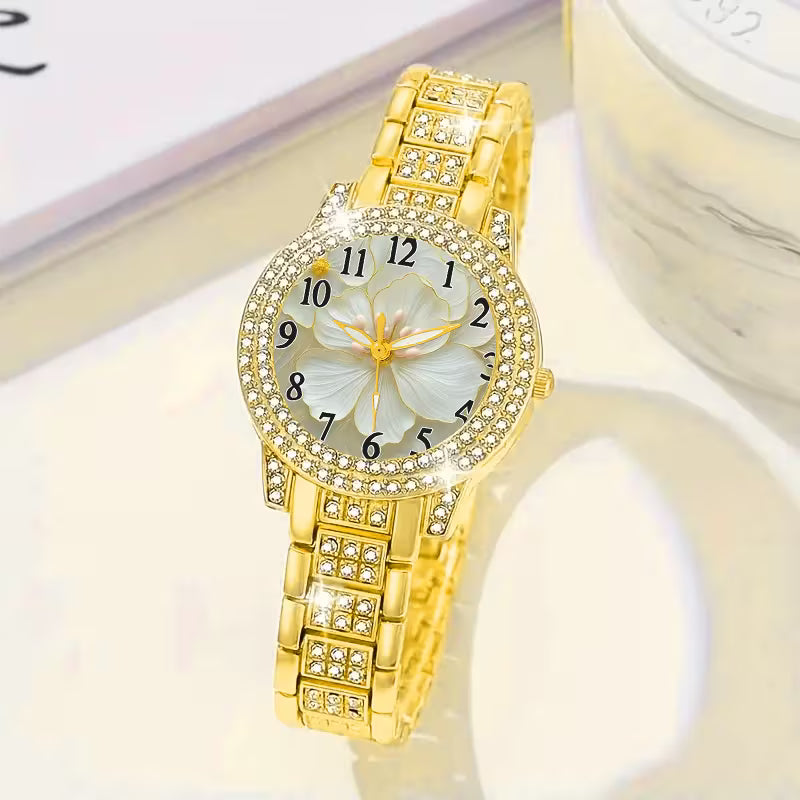 6pcs CAYON Minimalist Quartz Watch & Gift Set - Stainless Shockproof Wristwatch with Matching Necklace, Earrings, Bracelet & Ring - Elegant Digital for Birthdays,, Graduations - Luxury Matching