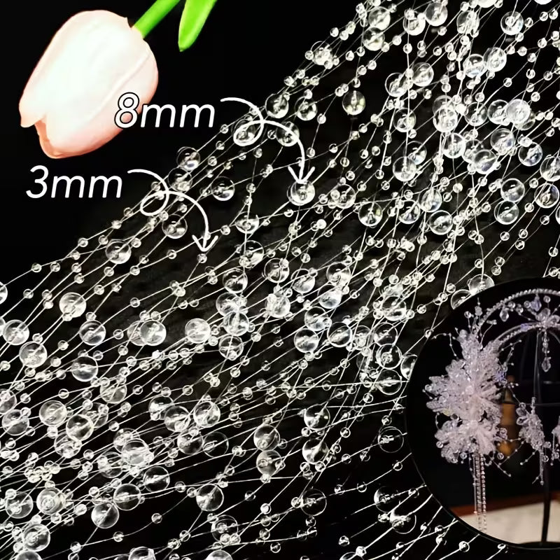 1pc 130cm/51.18in DIY Artificial Pearls Garland Fishing Line Pearls Flower Beads Chain Wedding Home Party Decorations Jewelry Accessory