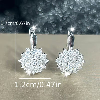 A Pair Of Luxurious Atmospheric Sunflower Filled with Synthetic Zirconia Decoration Earrings, Earrings, Wedding Jewelry, Bridesmaid Gifts, Gifts for Wife, Valentine's Day Gifts, Holiday Gifts, Suitable for Women