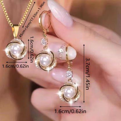 3pcsShining luxury elegant personality new creativity fashion simple necklace earrings party commemorative jewelry versatile and exquisite Christmas birthday gift