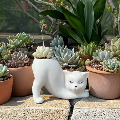 1pc of Bohemian Creative Design Cute Cat Flower Pot for Planting And Breeding, Lightweight And Multifunctional, Made of Shatterproof Synthetic Resin, Suitable for Indoor And Outdoor Use