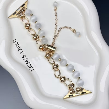 1pc Women's Elegant Cat-Eye Stone Bracelet Compatible for Apple Watch 38mm/40mm/41mm/42mm/44mm/45mm/46mm/49mm & Ultra/S10/S9/8/7/6/5/4/3/2/1 Smartwatch Strap - Alloy Chain, Compatible with (Watch Not Included) - Stylish Gift for Girlfriends, Wrist