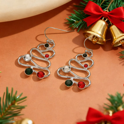 Fashionable Minimalist Geometric Spiral Christmas Tree Stud Earrings