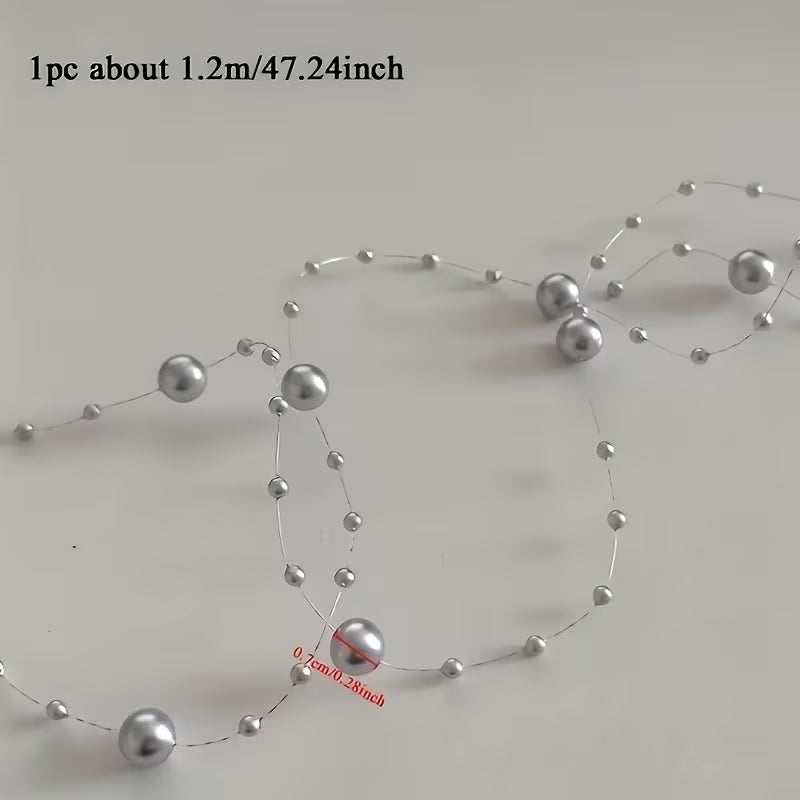 A Pack of 5, Floating Candle Vase Filler Pearl Strands, Wedding Table Decoration, Imitation Pearl Bead Chains
