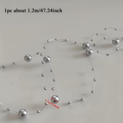 A Pack of 5, Floating Candle Vase Filler Pearl Strands, Wedding Table Decoration, Imitation Pearl Bead Chains
