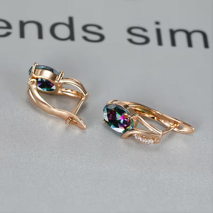 Elegant and fashionable oval cut Synthetic Zirconia, Synthetic Zirconia earrings, vintage Synthetic Zirconia earrings, bridal wedding jewelry gifts