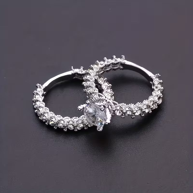 A Set of Full Rings, Fashionable Proposal and Engagement Rings, Daily Wear Party Gift, Alloy Jewelry with Minor Flaws Inevitable, for Teenager