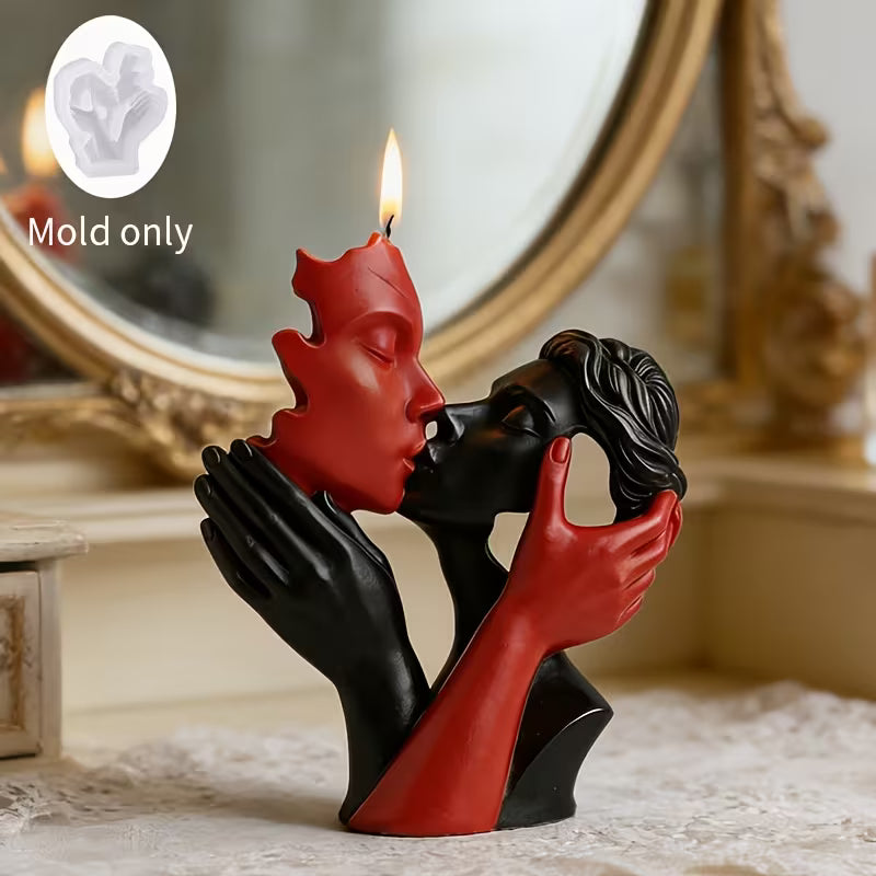 Resin Casting Molds, Mini Kissing Couple Flat-Bottom Silicone Mold, Hollow-Out Design Full of Artistic Sense, Suitable for Resin Ornaments/Candles/Soap Making, Soft and Easy to Demold with Clear Texture, Perfect for Valentine's Day Home Decor