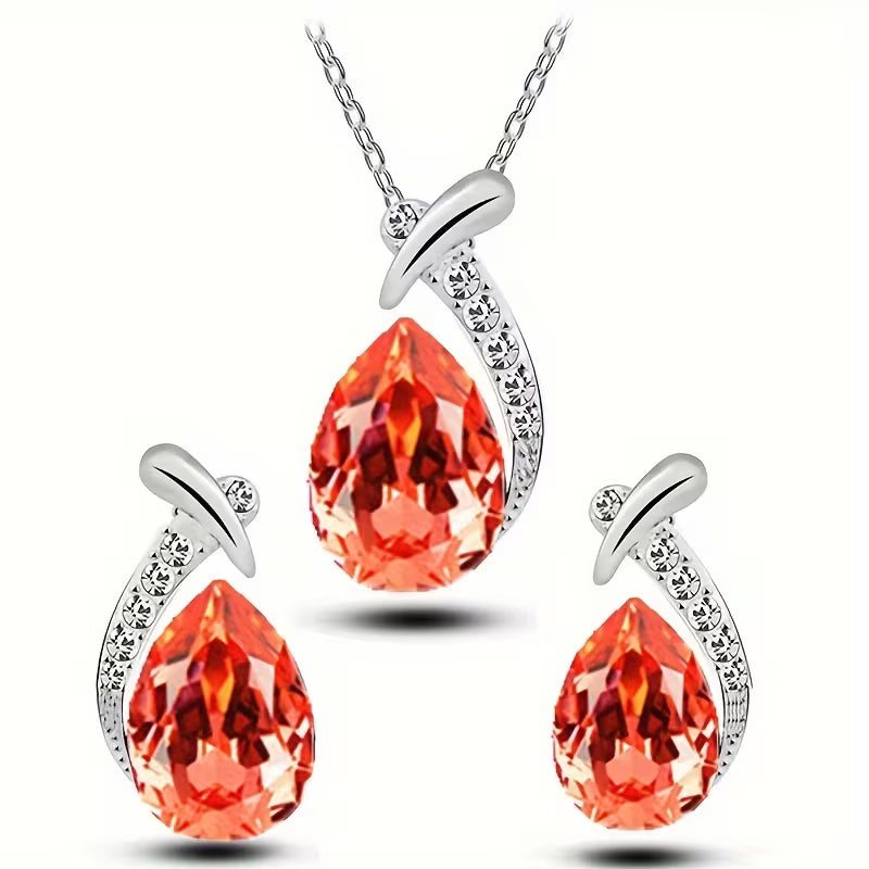 European And American Fashion Exquisite Mermaid Necklace Earrings Banquet Wedding Jewelry Set Temperament Necklace Earrings 2pcs Set Holiday Party Gift