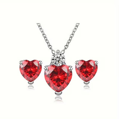 2pcs Exquisite Fashion Earrings and Necklace | Versatile Alloy Jewelry with Plated K and Mosaic, Silvery Color, For Teenager