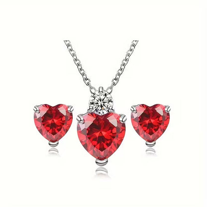 2pcs Exquisite Fashion Earrings and Necklace | Versatile Alloy Jewelry with Plated K and Mosaic, Silvery Color, For Teenager