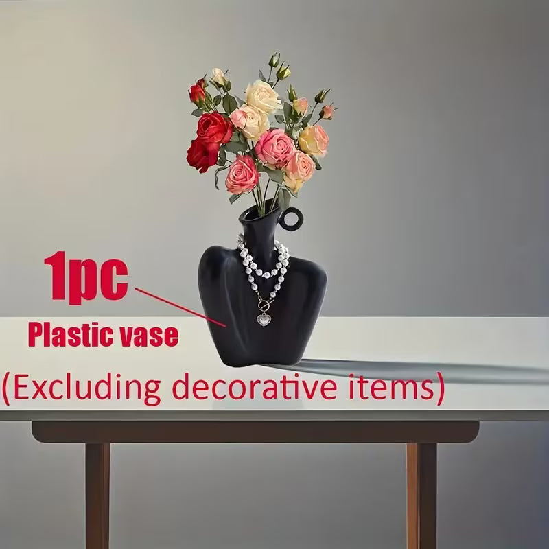 1 Elegant INS Style Plastic Shoulder Design Vase- Modern Decorative Flower Stand, Suitable for Daily Home, Party, Wedding, and Holiday Decoration- Ideal Gift